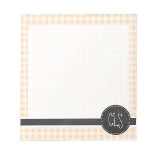 Bisque Colour Gingham; Retro Chalkboard Notepad