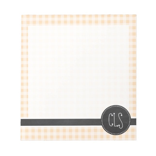 Bisque Colour Gingham; Retro Chalkboard Notepad (Front)