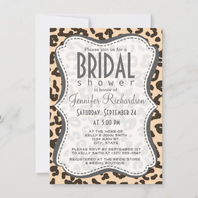 Bisque Colour Leopard Animal Print Invitation (Front)