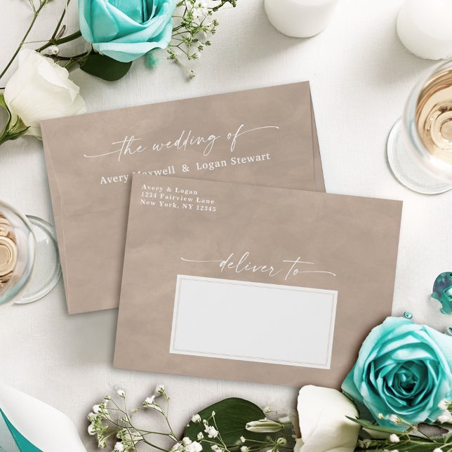Bisque Cream Watercolor A7 5x7 Wedding Invitation Envelope (Bisque Cream Watercolor Wedding Envelope )