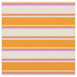 Bisque, Dark Orange, and Orchid Coloured Lines Fabric