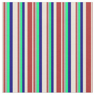 Bisque, Red, Dark Grey, Green, and Blue Lines Fabric