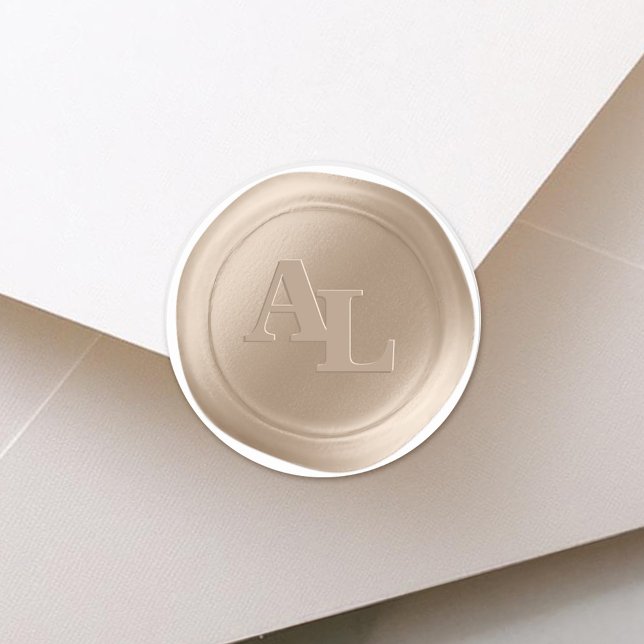 Bisque Sand Wax Seal Monogram Wedding Stickers (Bisque Sand Monogram Wax Seal Stickers)