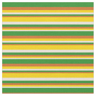 Bisque, Yellow, Chocolate & Forest Green Stripes Fabric