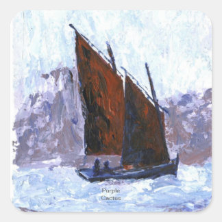Bisquine Sail Boat Square Sticker