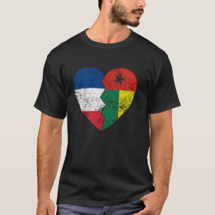 Bissau French Flags Heart  France Guinea-Bissau Ro T-Shirt