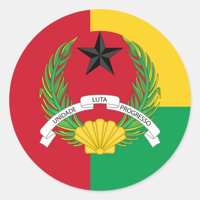 Bissau-Guinean Flag & Emblem, Guinea-Bissau Classic Round Sticker (Front)