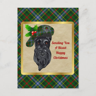 Bisset Clan Badge & Tartan Christmas Postcard