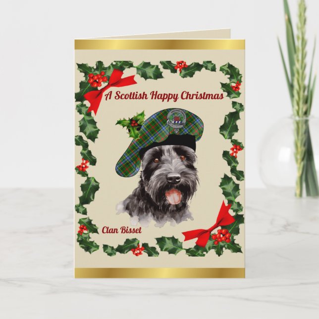 Bisset Scottie Dog Personalised Xmas Card (Front)