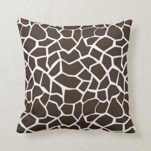 Bistre Brown Giraffe Animal Print Cushion