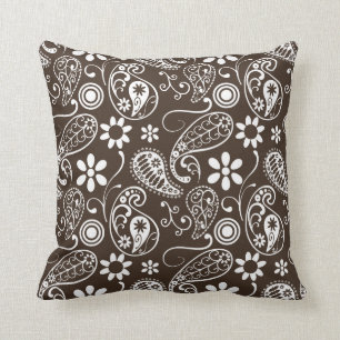 Bistre Brown Paisley Cushion