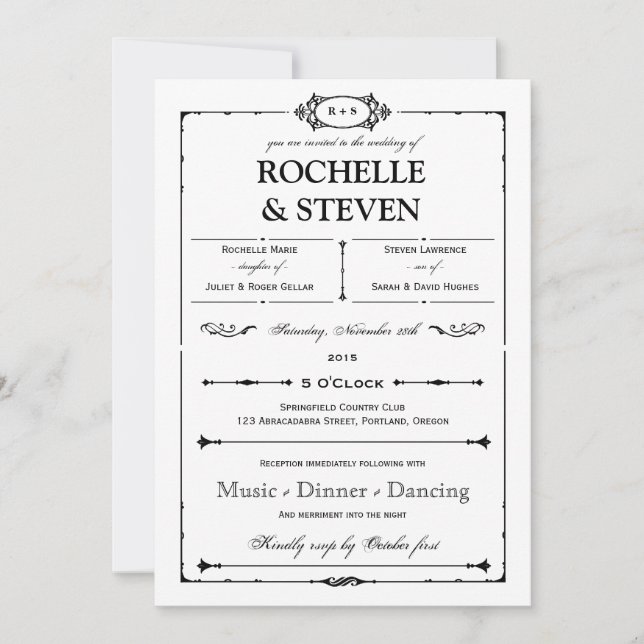 Bistro  Wedding Invitation (Front)