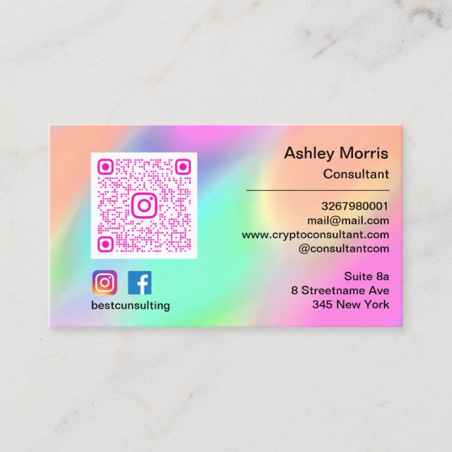 Bit Me Pink QR Code Logo Social Media Shop Business Card (Front)