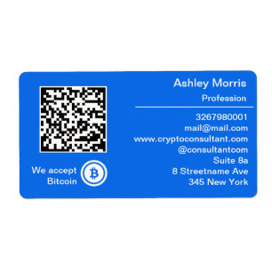 Bit Me QR Code We Accept Bitcoin Logo Blue