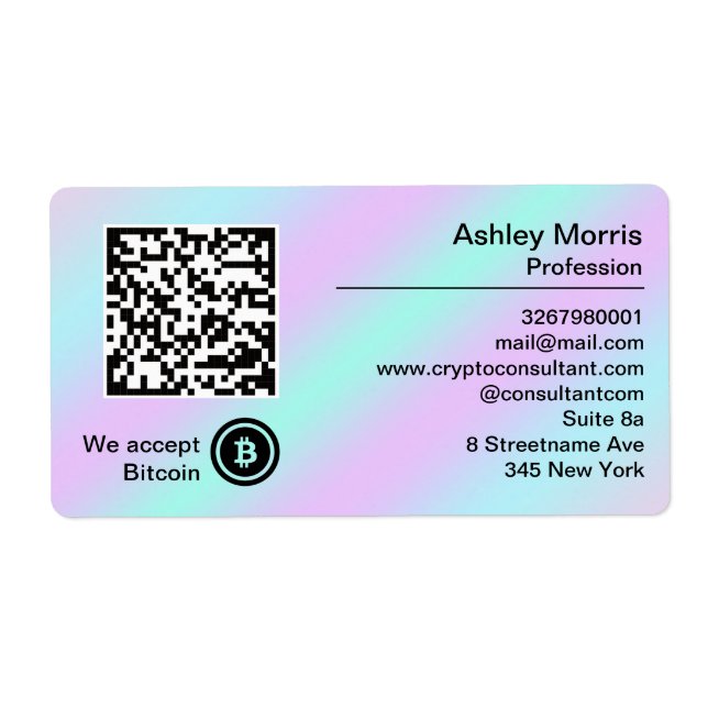 Bit Me QR Code We Accept Bitcoin Logo Holograph (Front)