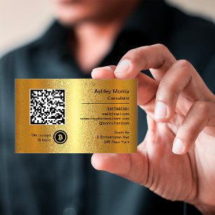 Bit Me QR Code We Accept Bitcoins Custom Gold Business Card