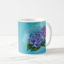 Bitachon Blue Roses Mug