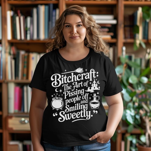 Bitchcraft Halloween White on Black  Plus Size T-Shirt (Creator Uploaded)