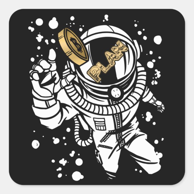 Bitcoin Сryptocurrency Plan B Astronaut Square Sticker (Front)