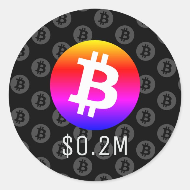 Bitcoin $0.2M ($200K) One Million Classic Round Sticker (Front)