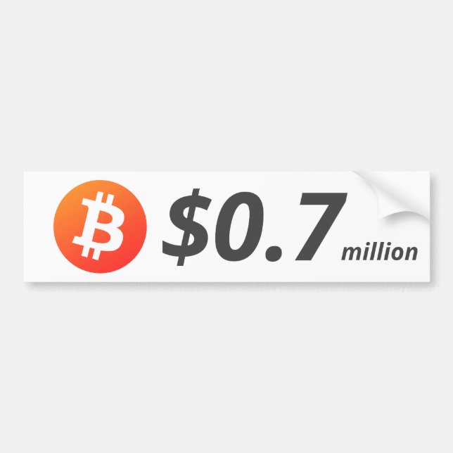 Bitcoin $0.7M ($700K) One Million Bumper Sticker (Front)