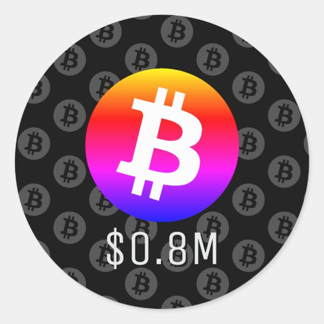 Bitcoin $0.8M ($800K) One Million Classic Round Sticker (Front)