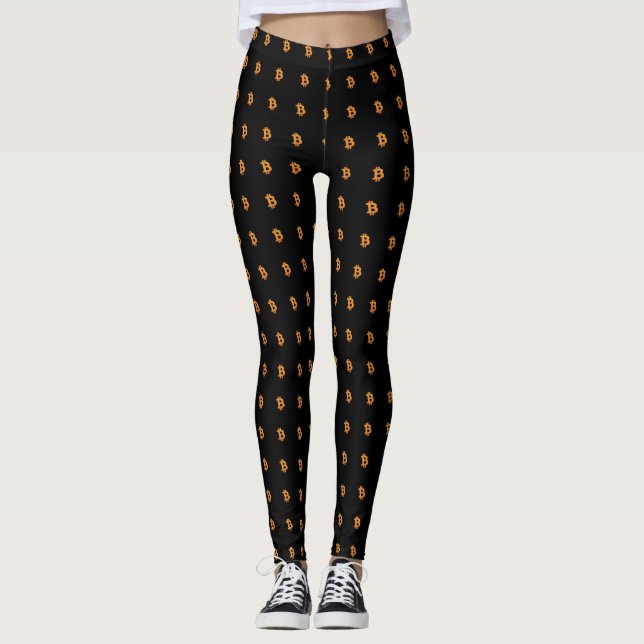 Bitcoin 3 D Logo Leggings - Cryptocurrency girl (Front)
