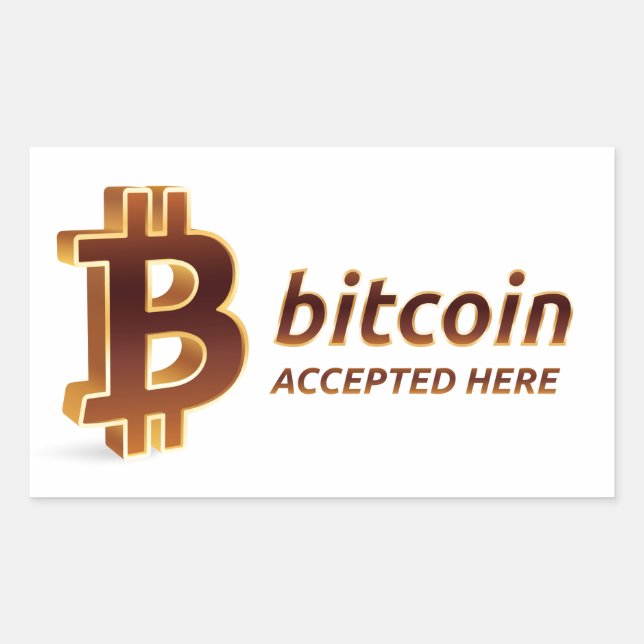 Bitcoin Accepted Here BTC Cryptocurrency Payment Rectangular Sticker (Front)