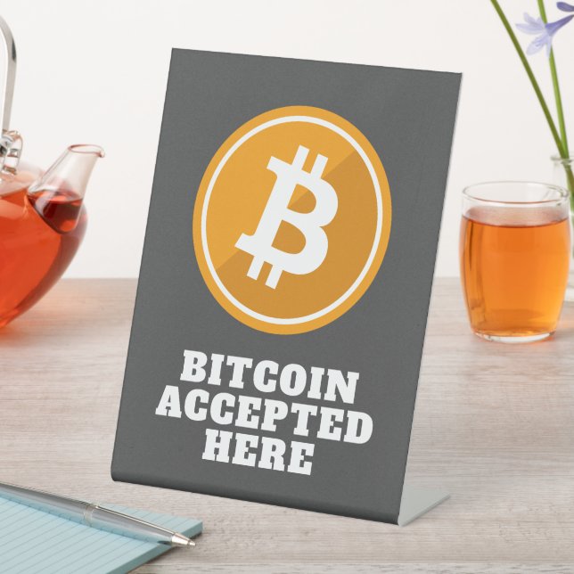 Bitcoin Accepted Here - digital cryptocurrency Pedestal Sign (In SItu)