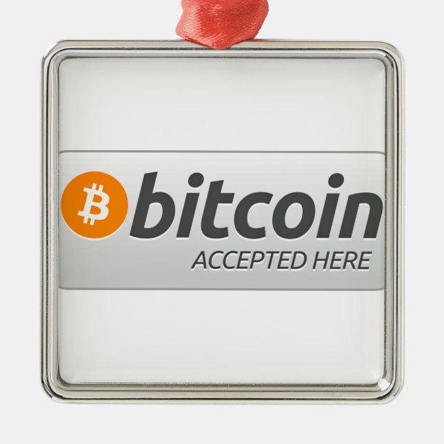 Bitcoin accepted here! metal tree decoration (Front)