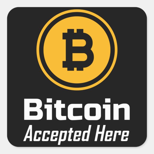 Bitcoin Accepted Here Square Sticker (Front)