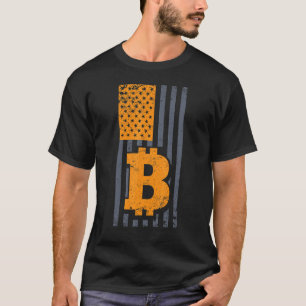 Bitcoin American Flag Btc  Crypto Vintage Retro In T-Shirt