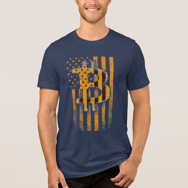 Bitcoin American Flag Patriot Crypto Gear Design Tri-Blend Shirt (Front)