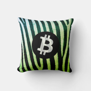 Bitcoin Animal (Zebra, Style 2: Green) Cushion