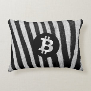 Bitcoin Animal (Zebra, Style 2: Mono) Decorative Cushion