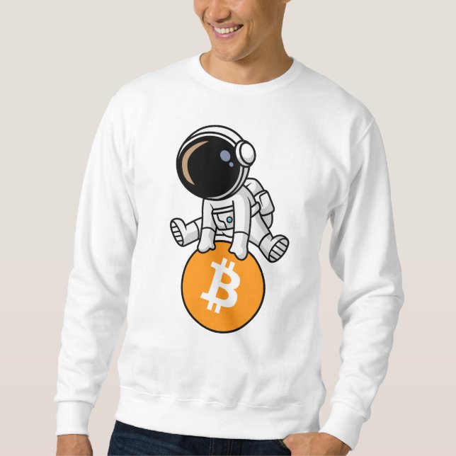 Bitcoin Astronaut Crypto Investor Cartoon Graphic  Sweatshirt (Front)