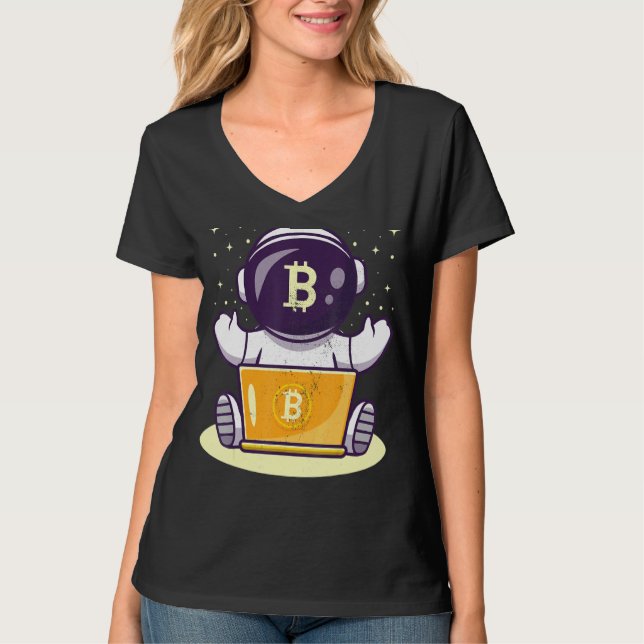 Bitcoin Astronaut Cryptocurrency Blockchain Crypto T-Shirt (Front)