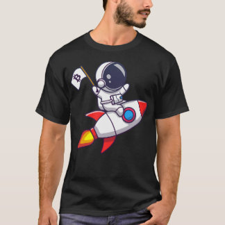 Bitcoin Astronaut On A Rocket Waving A Flag T-Shirt
