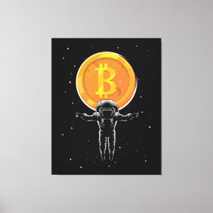 Bitcoin Astronaut to the moon - Bitcoin Crypto Canvas Print