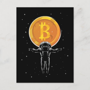 Bitcoin Astronaut to the moon - Bitcoin Crypto Postcard