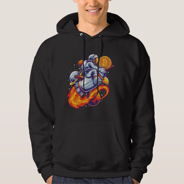 Bitcoin Astronaut to the moon - BTC Crypto Hoodie (Front)