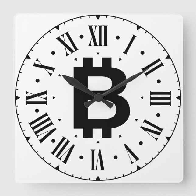 Bitcoin B Bold Roman Numeral Wall Clock (Front)