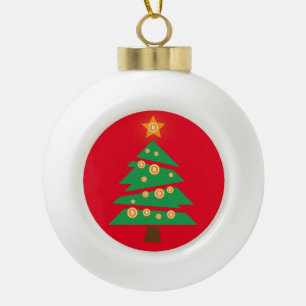 Bitcoin Bitmas Tree Ceramic Ball Christmas Ornamen Ornament