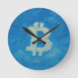 Bitcoin Blue Sky (Oil, Style: 2) Round Clock