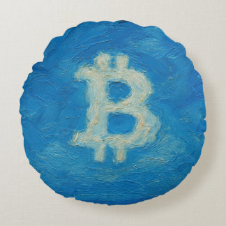 Bitcoin Blue Sky (Oil, Style: 2) Round Cushion