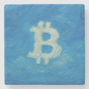 Bitcoin Blue Sky (Oil, Style: 2) Stone Coaster