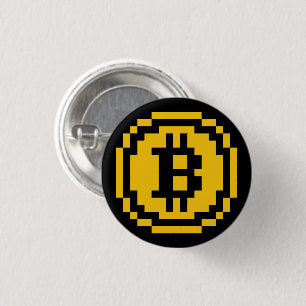Bitcoin BTC 8-Bit Logo Button