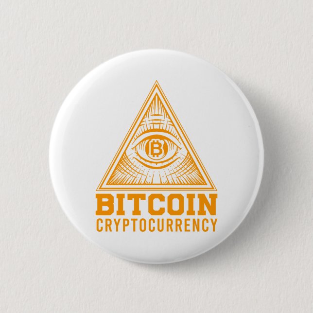 Bitcoin BTC All Seeing Eye Crypto Illuminati Gift 6 Cm Round Badge (Front)