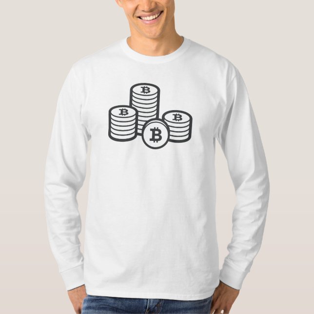 Bitcoin (BTC) "Binary" long sleeve T-Shirt (Front)