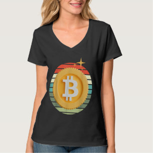 Bitcoin BTC Crypto Cryptocurrency Retro Sunset Inv T-Shirt